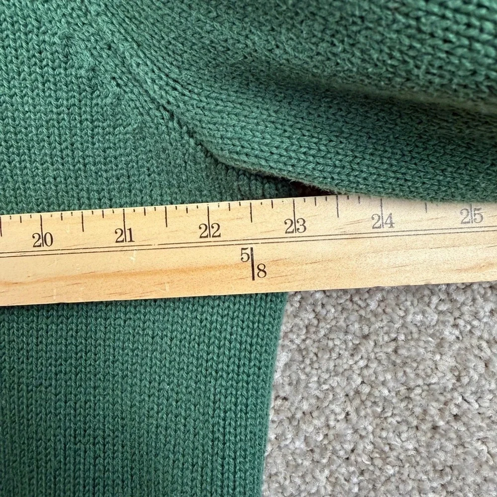 LL Bean Mens Large Green 100% Cotton Quarter Zip Pullover Sweater Regular